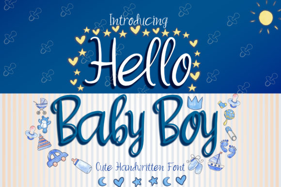 Hello Baby Boy: A Sweet Handwritten Font with Cute Characters